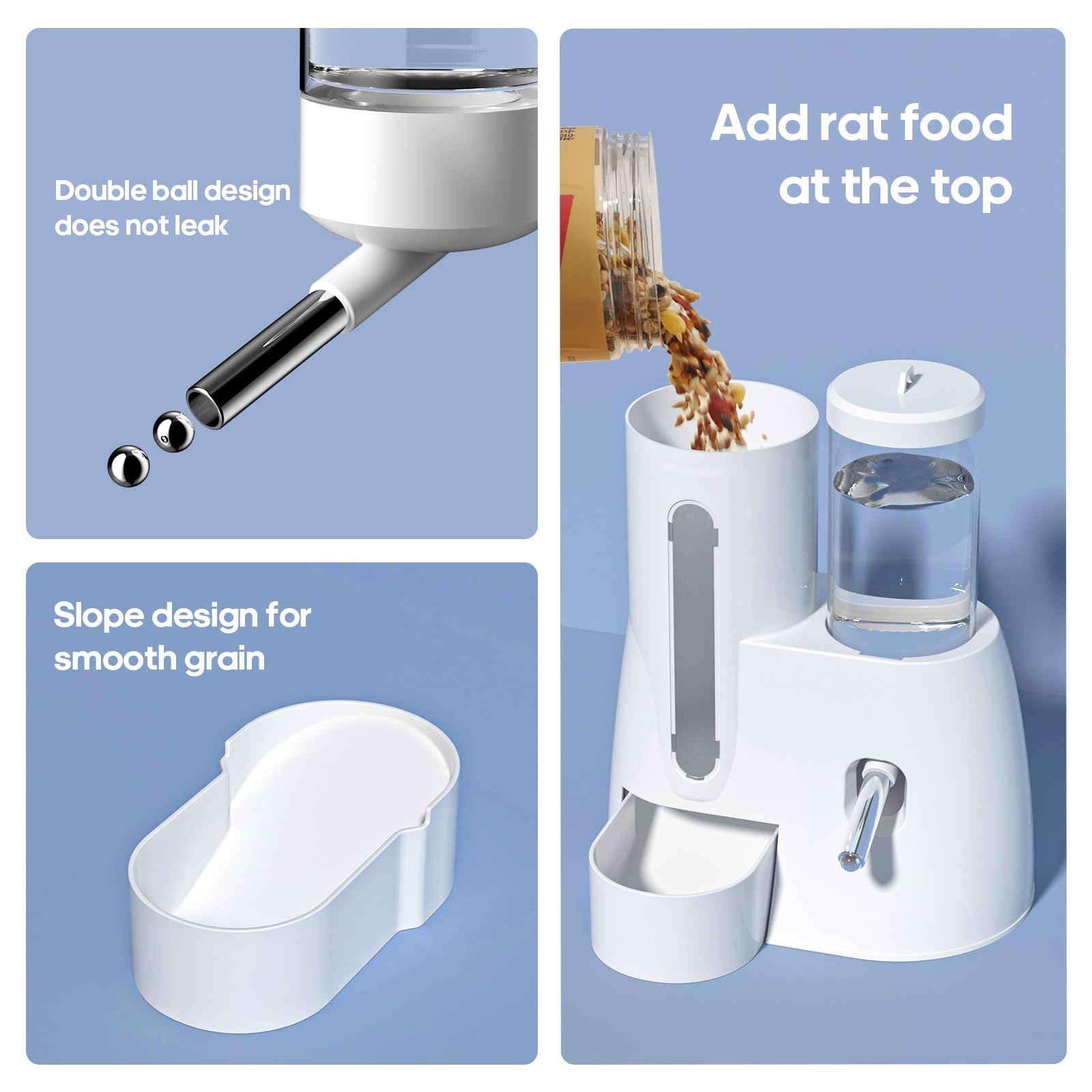 Alimentador automático SQUSIMEI 300 ml en rosa, comida siempre disponible