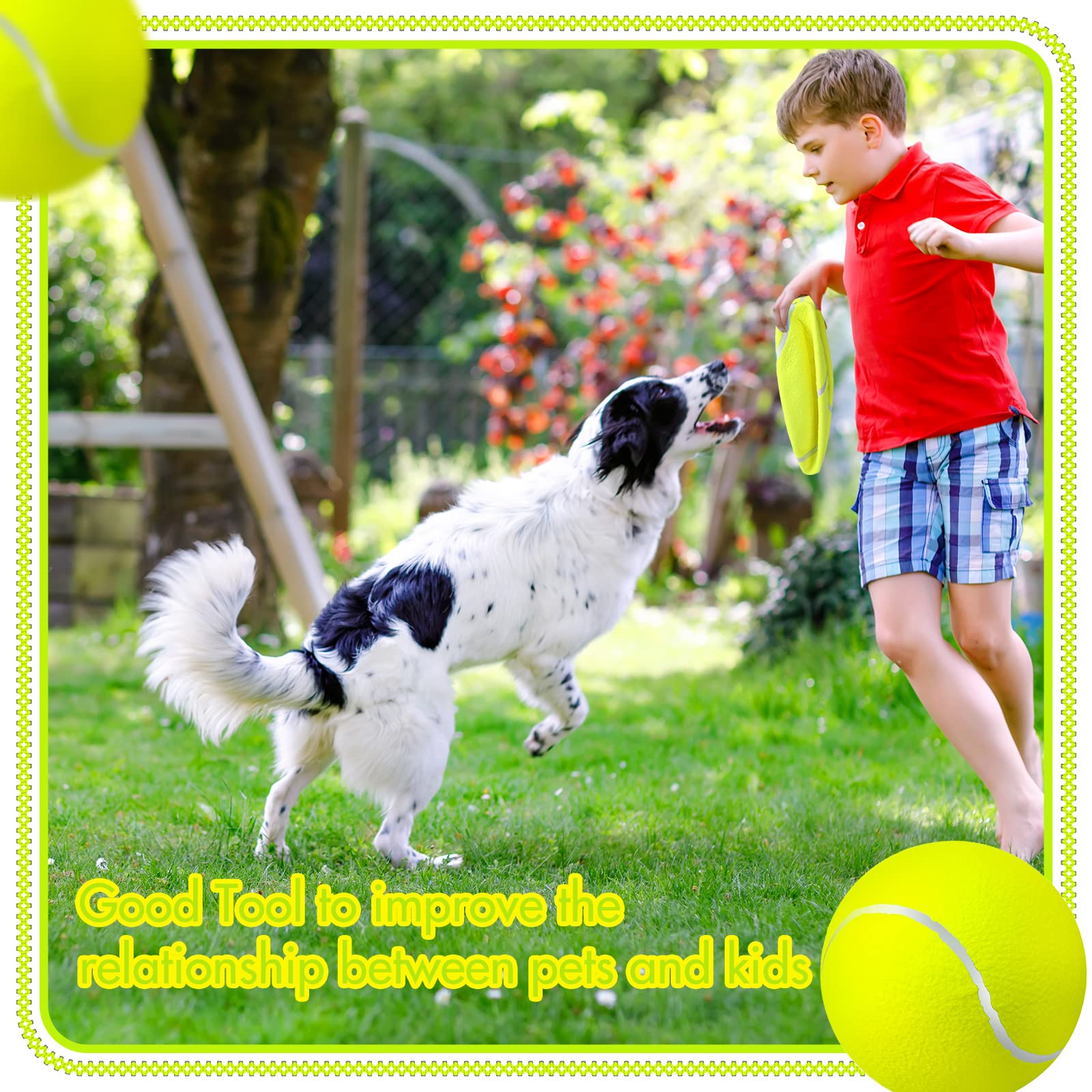 Sratte bola tenis gigante para perros, ideal para juego interior y exterior