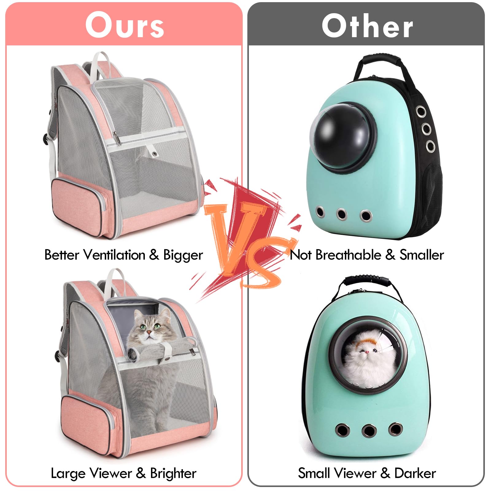 SSAWcasa mochila espacio cómodo con colchoneta removible para mascota
