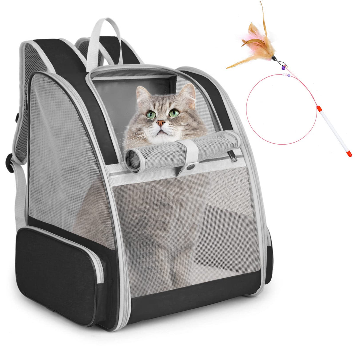 SSAWcasa mochila para gato, vista frontal, ideal para viajar con seguridad.