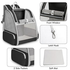 SSAWcasa mochila para gato, vista lateral, ventilación óptima para mascotas pequeñas.