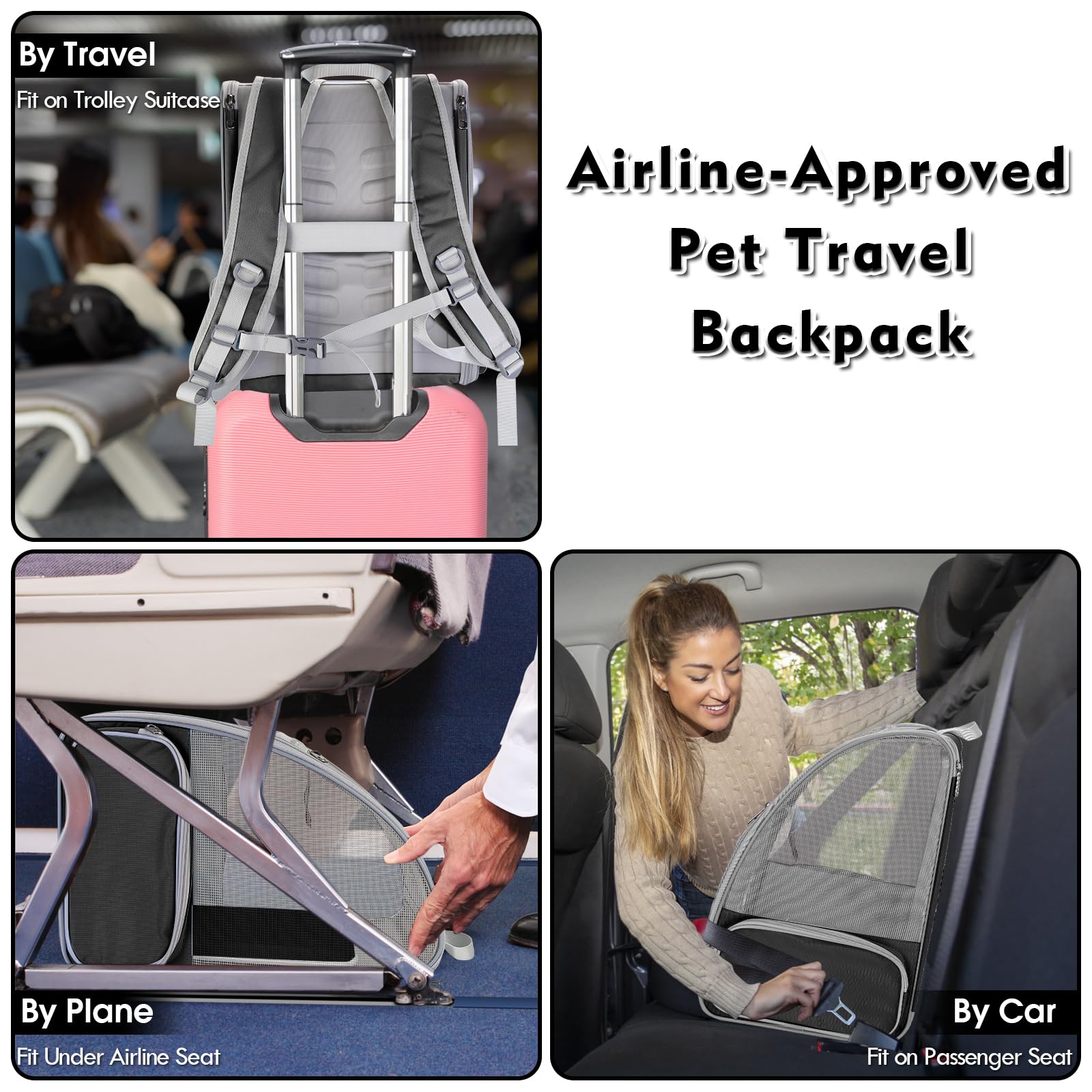 SSAWcasa mochila para mascotas, bolsillos laterales para accesorios.