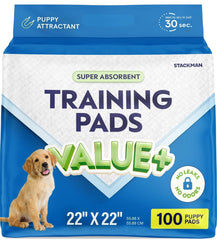 Stack Man Puppy Pads absorcion-rapida para entrenamiento, evita humedad y olores.