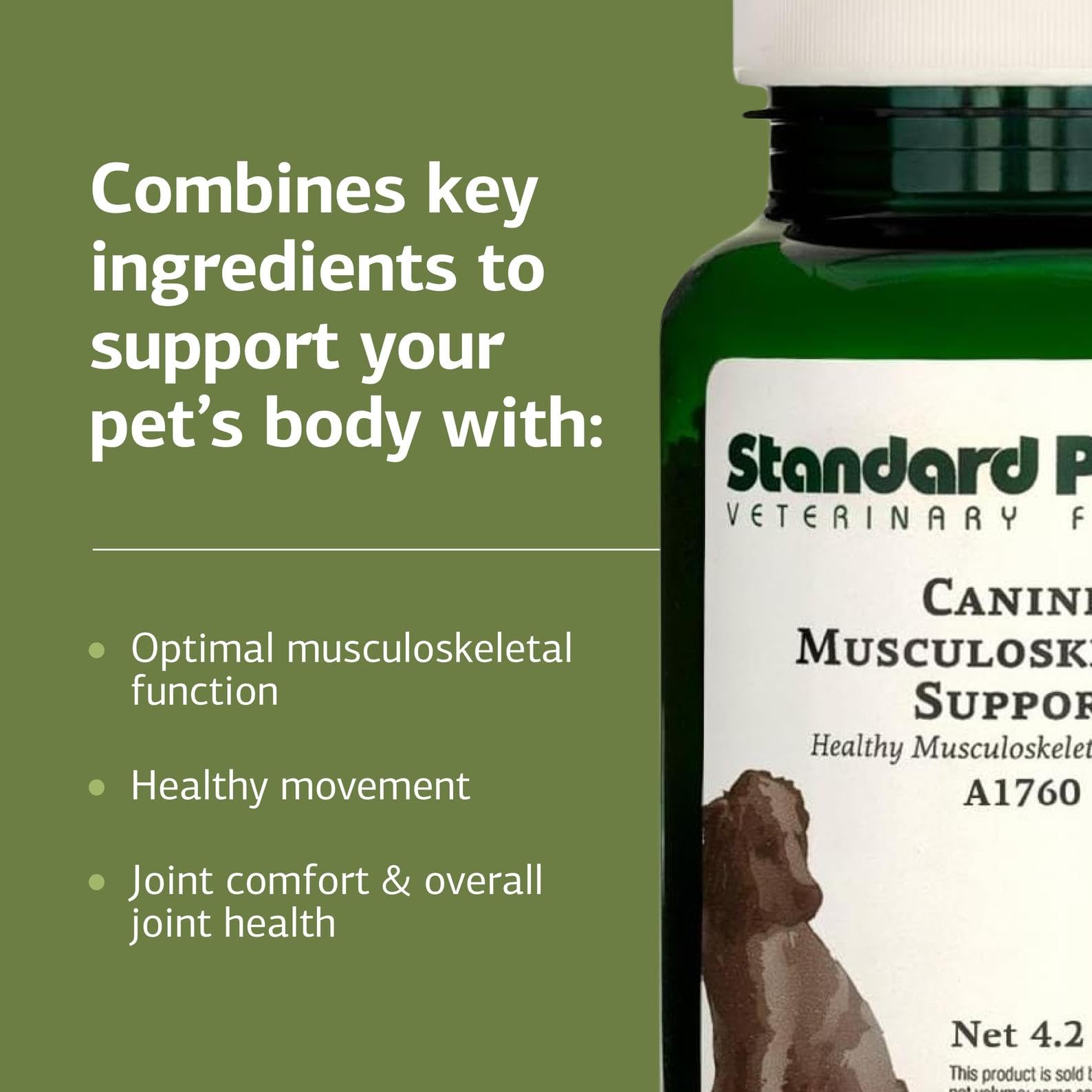 Standard Process Canine Musculoskeletal Support, polvo nutritivo para articulaciones y músculos caninos.