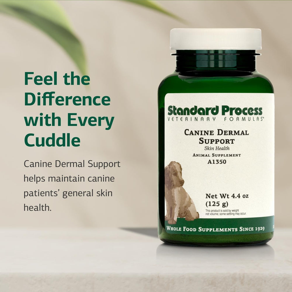Ingredientes naturales de Standard Process Canine Dermal Support listos para el perro