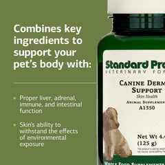 Uso diario de Standard Process Canine Dermal Support integrado al alimento