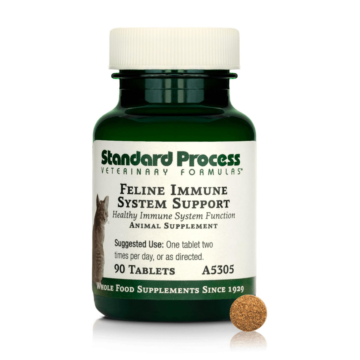 Standard Process Inc. Inmunidad felina: tableta en botella, apoyo posible a la salud inmunitaria del gato.