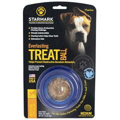 Starmark Everlasting Treat Ball exterior durable con ranuras dentales para masticar.