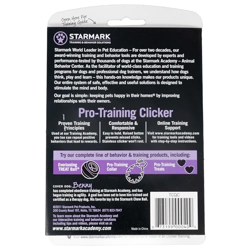 Starmark Pro Clicker se sujeta fácilmente a llavero o correa para entrenar fuera de casa.
