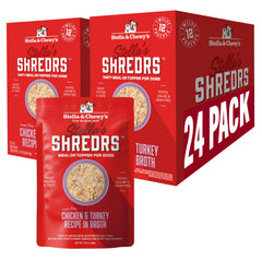Stella & Chewy's Shredrs en pouch frente, comida completa lista para servir.