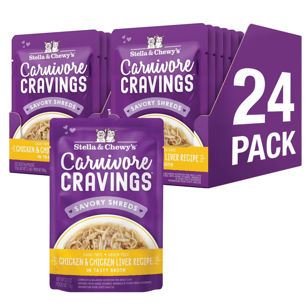Stella & Chewy's Carnivore Cravings, bolsa de pollo con hígado, sabor atractivo para gatos selectivos
