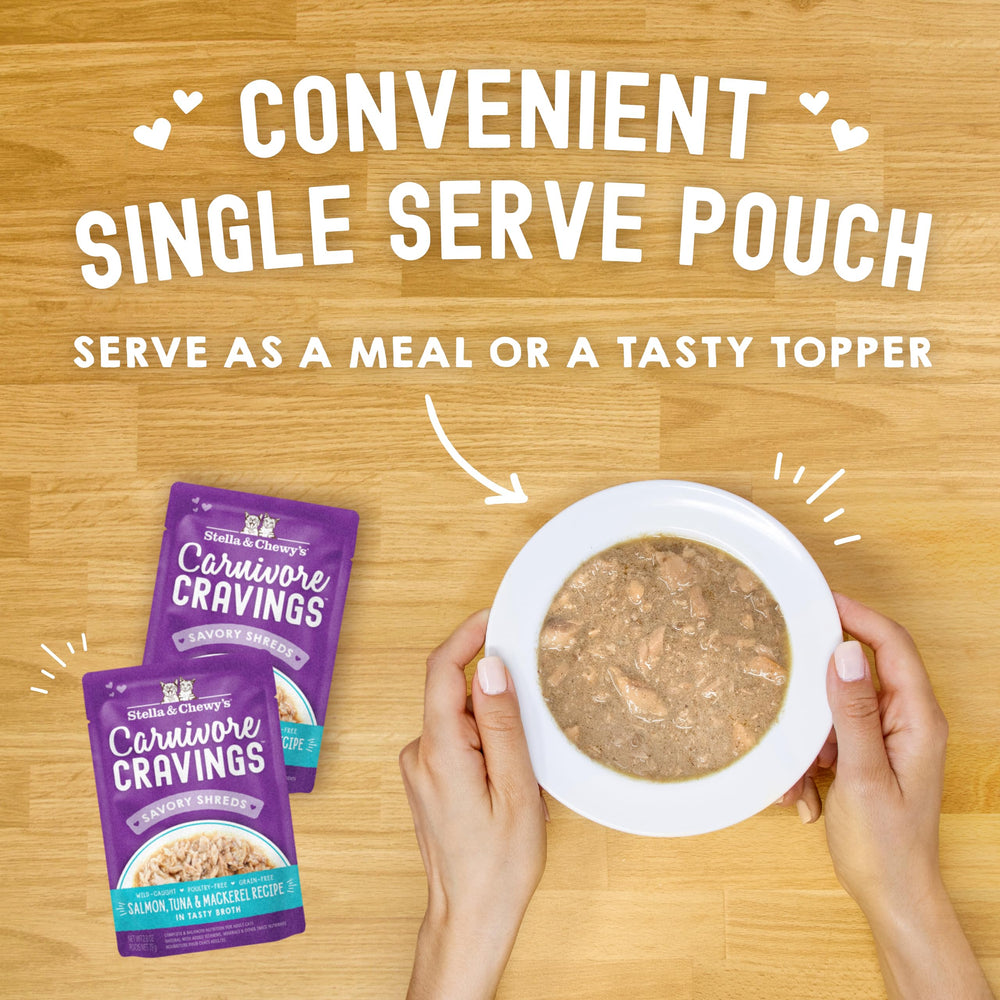 Stella & Chewy's Carnivore Cravings es ideal para hogares con varios gatos o cambios de comida.