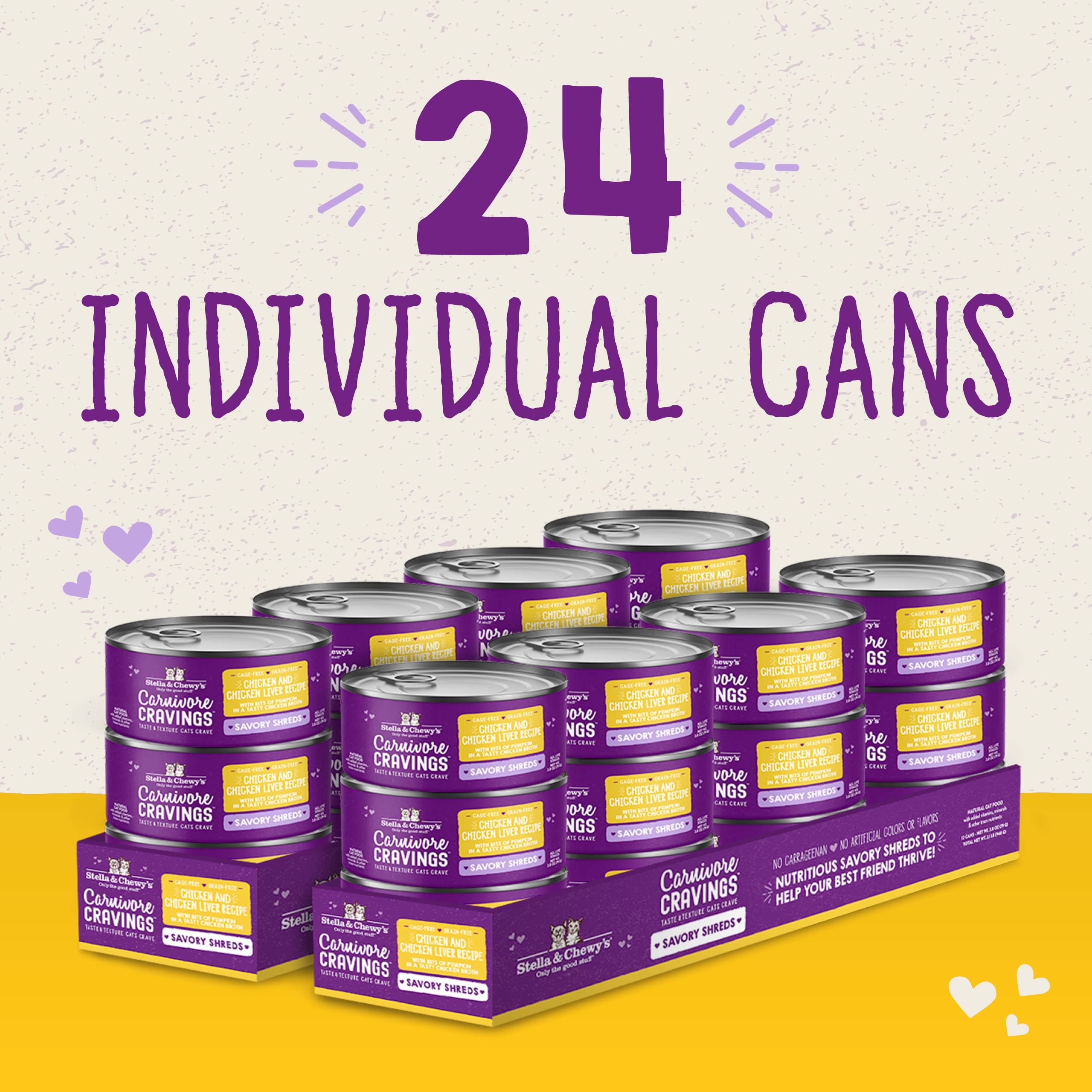 Stella & Chewy's Carnivore Cravings Shreds con ingredientes cage-free de calidad.