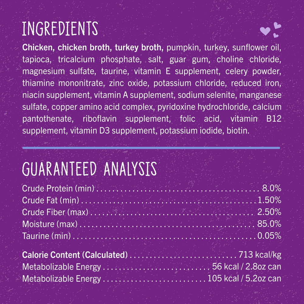 Ingredientes premium de pollo y pavo sin granos ni rellenos.