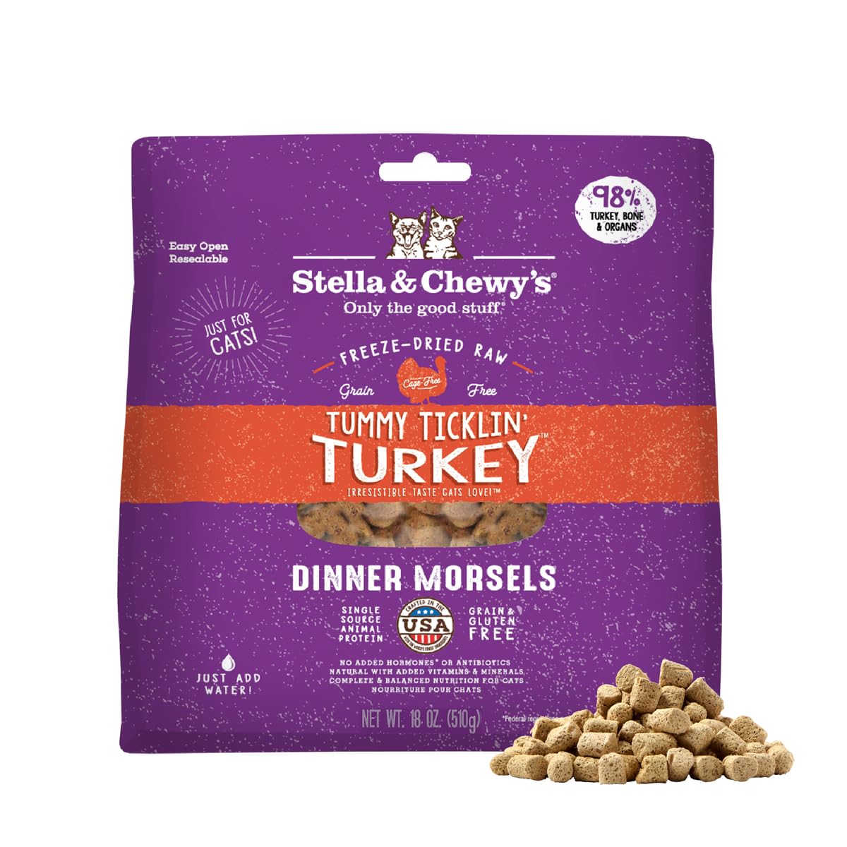Stella & Chewy's croquetas crudas de pavo para gatos con alto contenido proteico