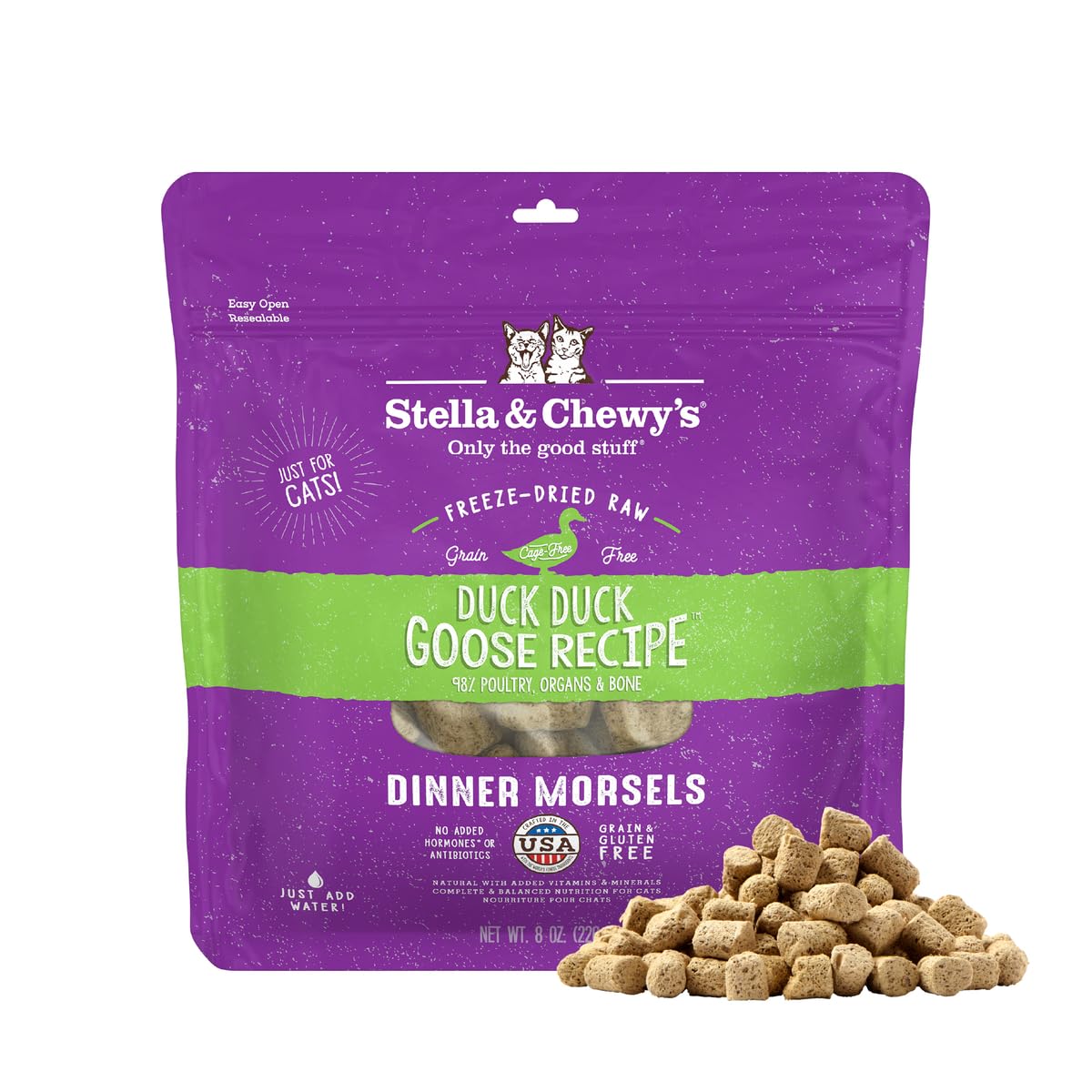 Stella & Chewy's pato: trocitos proteicos para snack sabroso y natural.