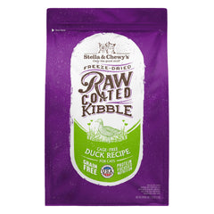 Stella & Chewy's kibble crudo recubierto de pato, sabor irresistible para gatos selectivos.