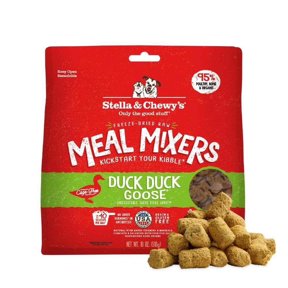 Stella & Chewy's mezcla pato-ganso desecado, bolsa de 18oz, lista para alimentar