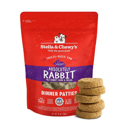 Stella & Chewy's patty liofilizado de conejo para perros, sabor intenso.
