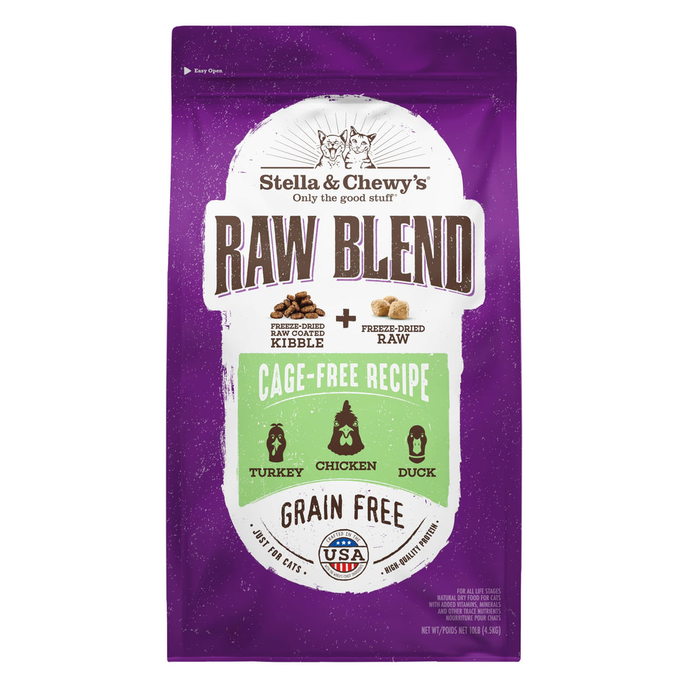 Stella & Chewy's pienso raw blend en bolsa de 10 libras para gatos, sabor y nutrición.