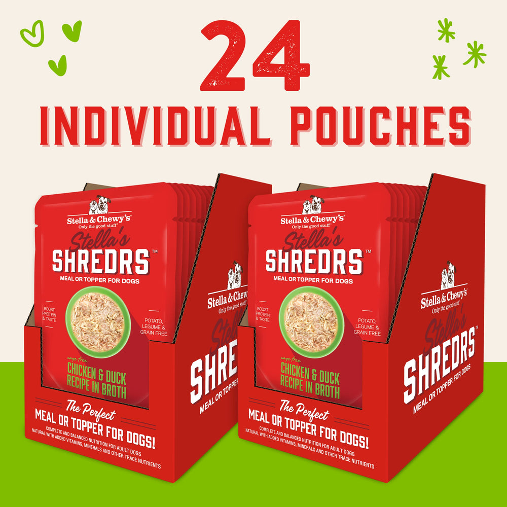 Stella & Chewy's Shredrs en 24 porciones individuales, convenientes para comidas y paseos