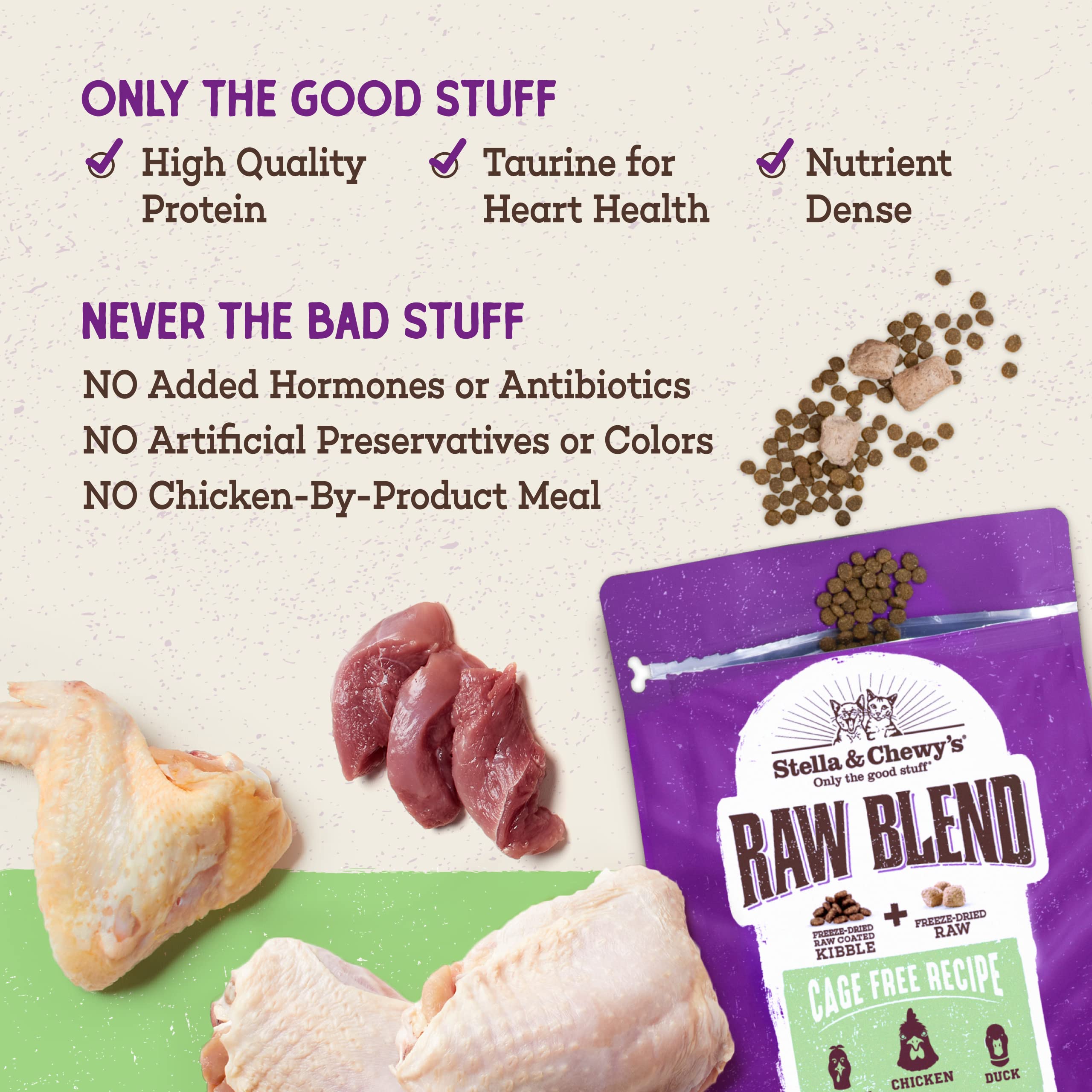 Stella & Chewy's Raw Blend Kibble con omega para piel y pelaje