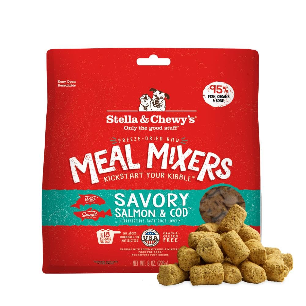 Stella & Chewy's salmón y bacalao liofilizado, mezcla para perros, sabor marino atractivo