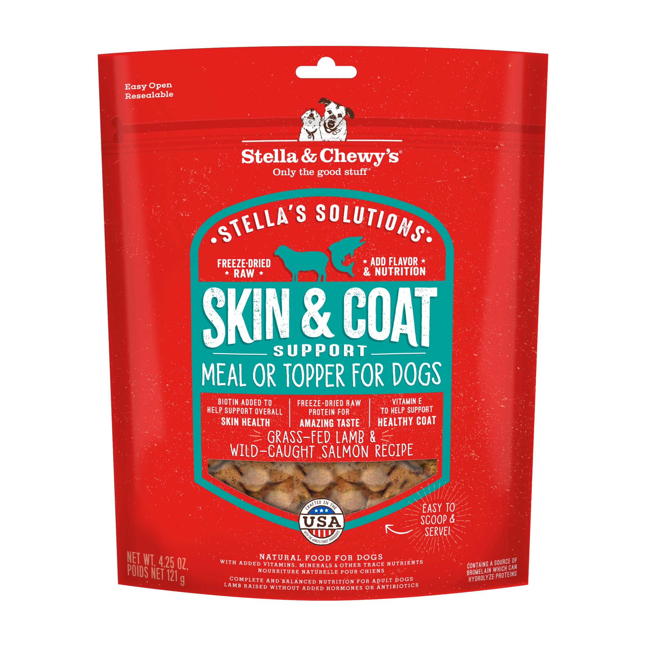 Stella & Chewy's Stella’s Solutions sac lyophilisé agneau et saumon pour chien, peau et pelage