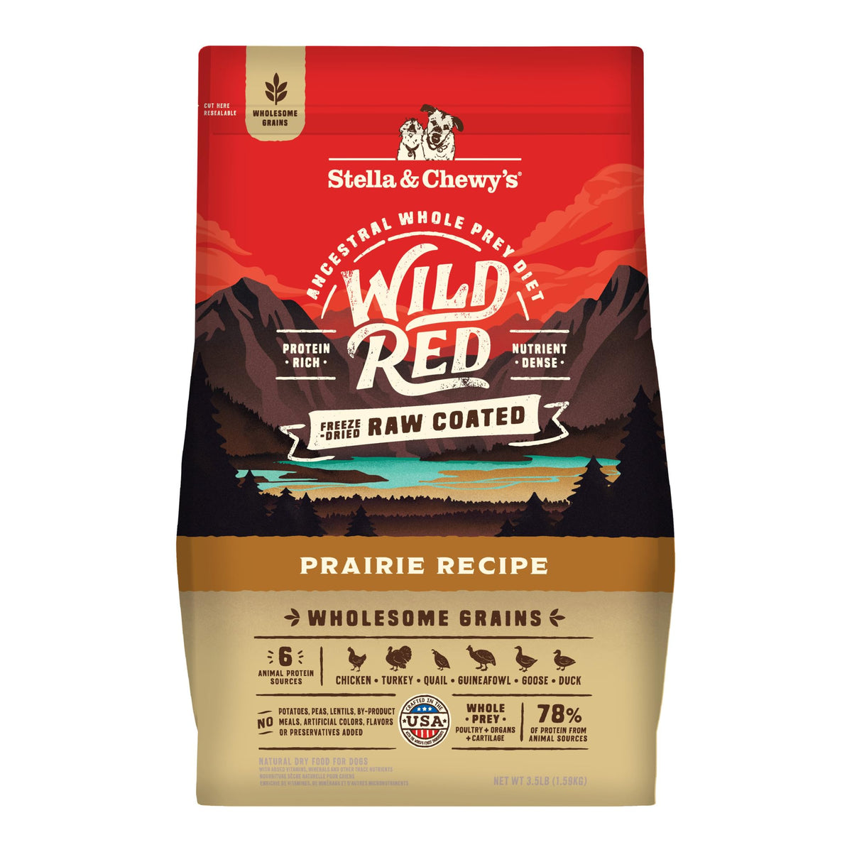 Stella & Chewy's Wild Red, bolsa de 3,5 libras, lista para alimentar con proteína de alta calidad.