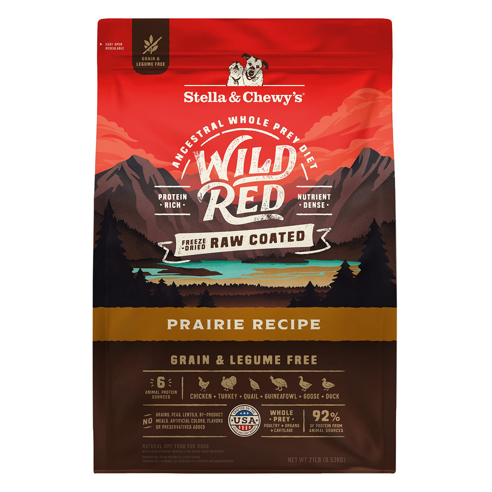 Empaque de Stella & Chewy's Wild Red, alimento de alta proteína para perros.