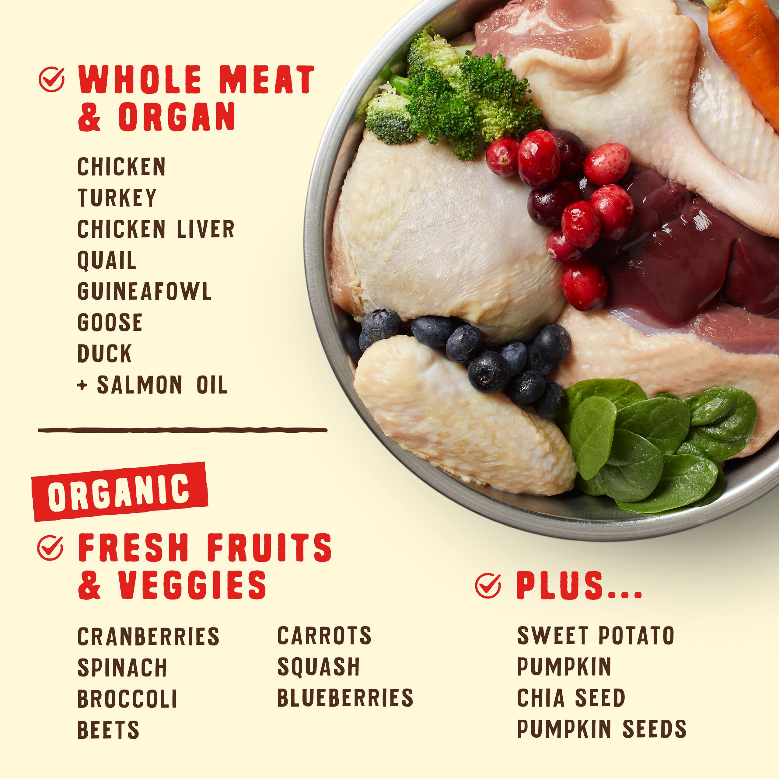 Fórmula de alta proteina y bajo contenido de carbohidratos en Wild Red de Stella & Chewy's.