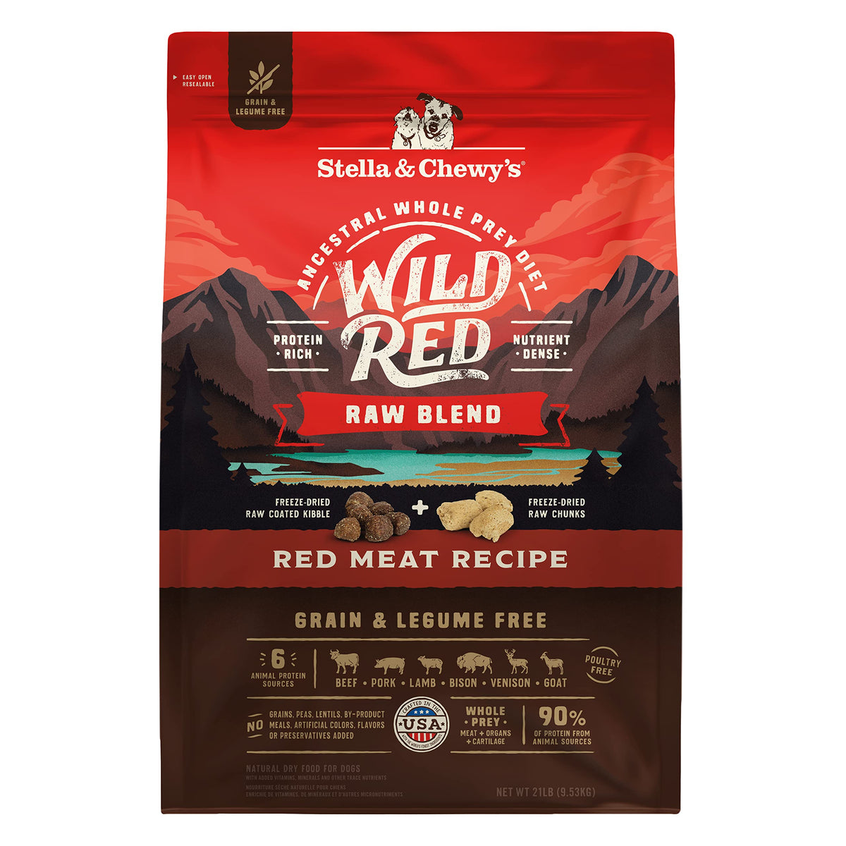 Stella & Chewy's Wild Red croquetas recubiertas con crudo, bolsa de 21 lb
