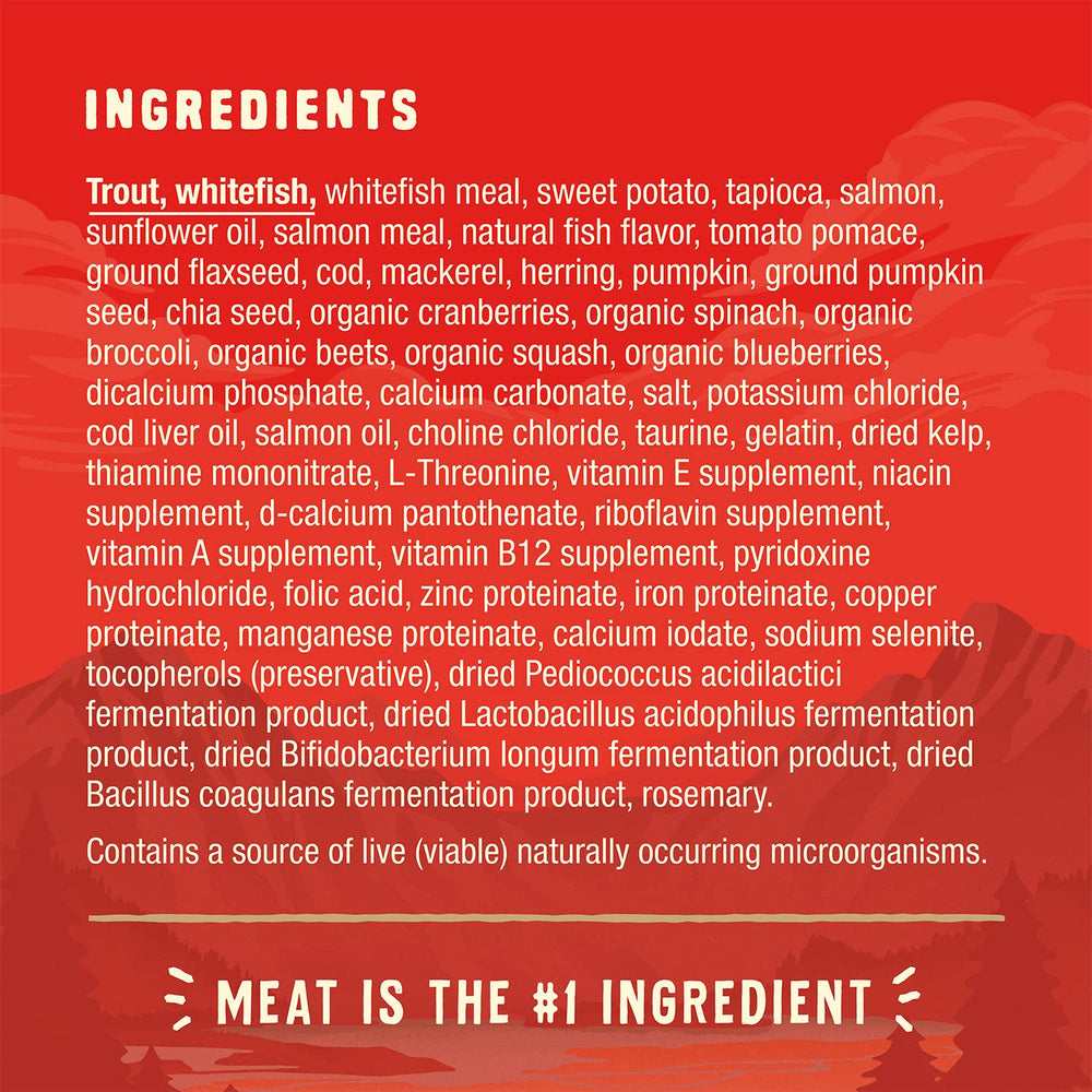 Proteínas marinas variadas en Stella & Chewy's Wild Red para sabor natural sin pollo.