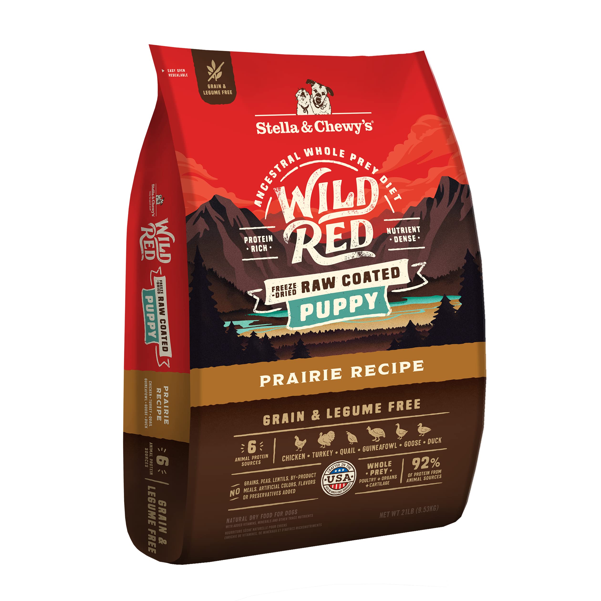 Stella & Chewy's Wild Red Prairie, bolsa de 21 lb, ideal para alimentación diaria de cachorros.