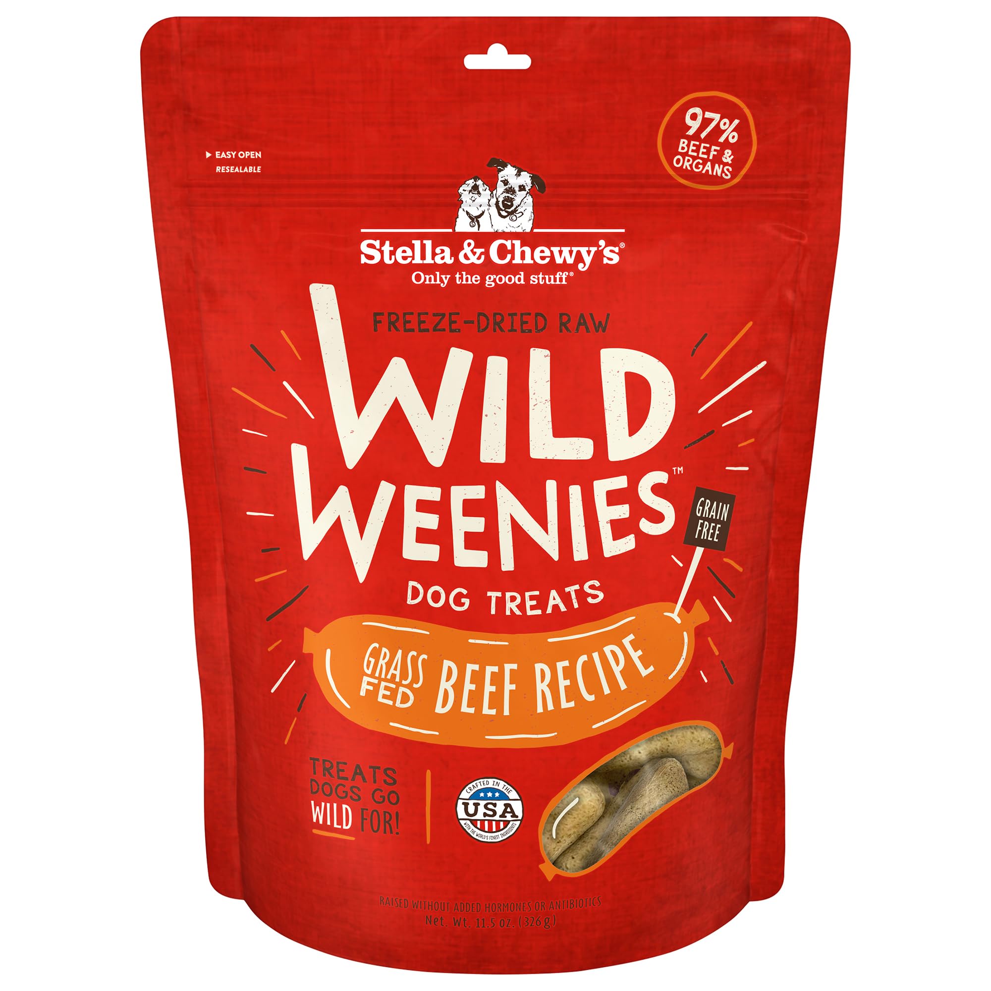 Stella & Chewy's Wild Weenies en bolsa de 11.5 oz, snack proteico para perros.
