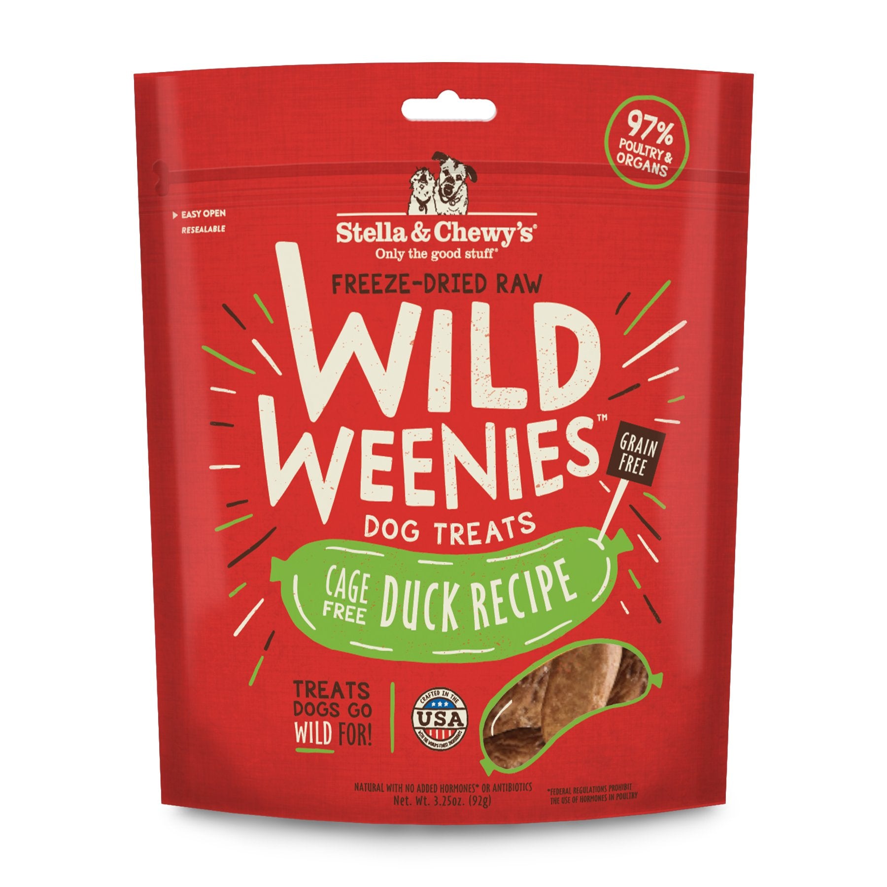 Stella & Chewy's Wild Weenies en bolsa de 3.25 oz; recompensa ideal para entrenamiento diario.