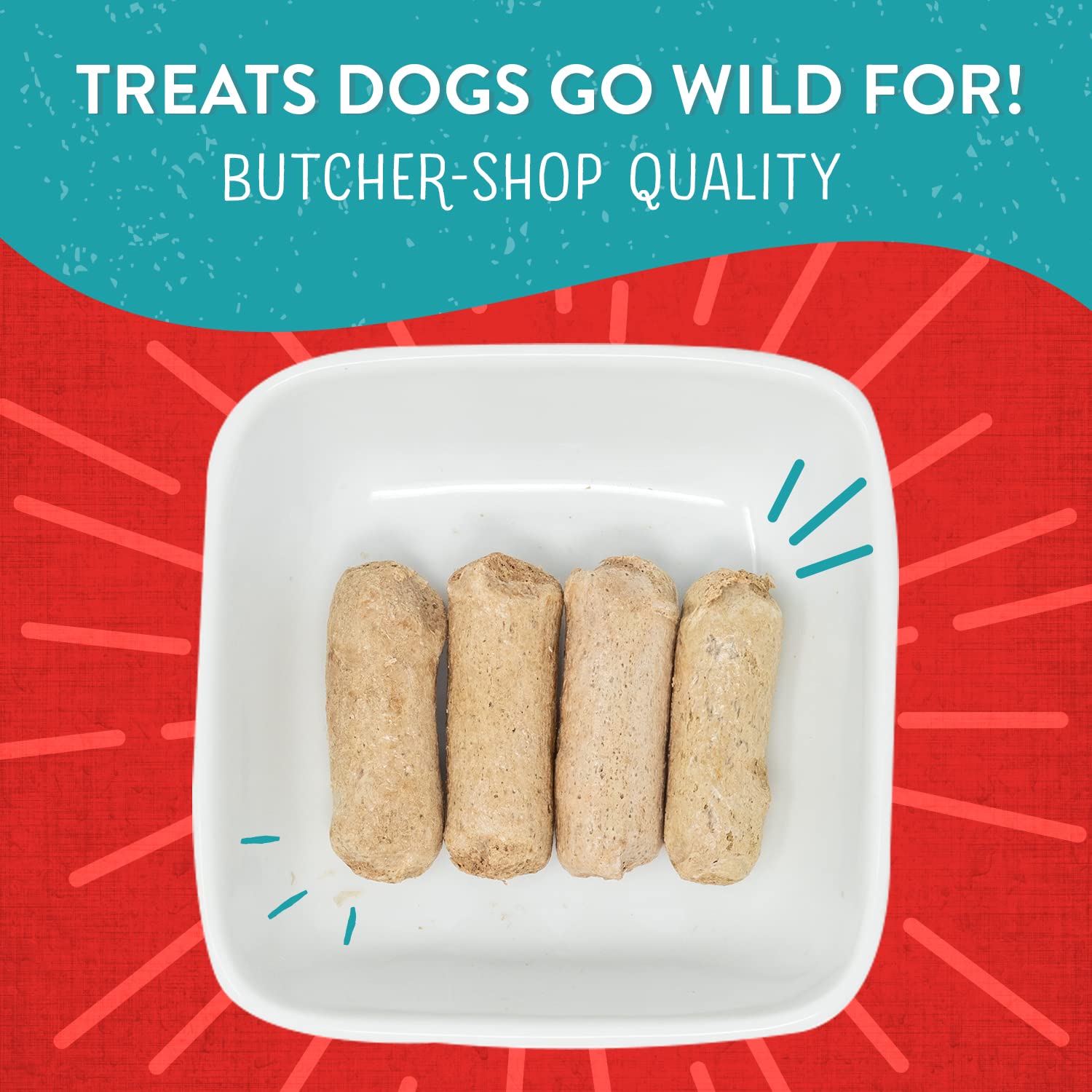 Primer plano de premio Wild Weenies, trocitos de cordero para perros.
