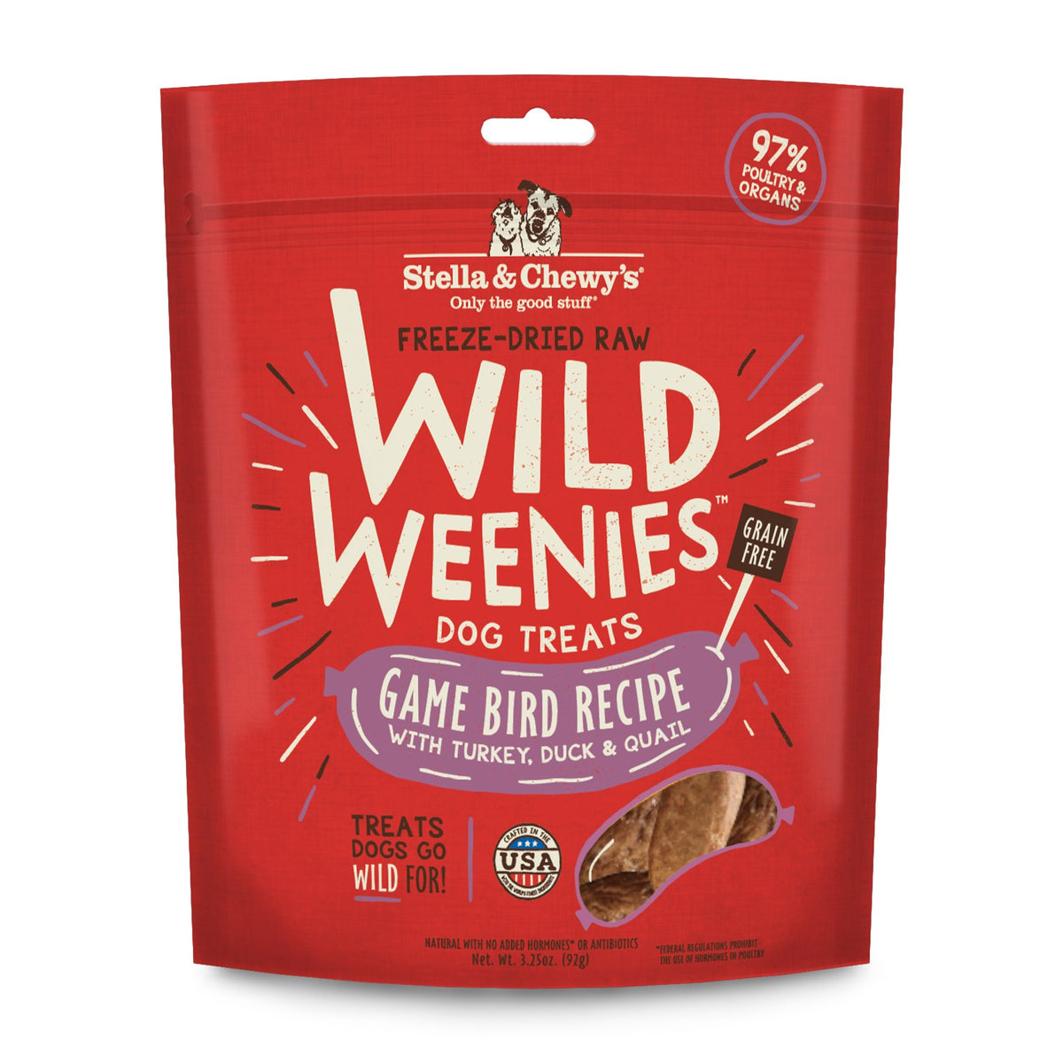 Stella & Chewy's Wild Weenies en bolsa, premio proteico para entrenamiento canino.