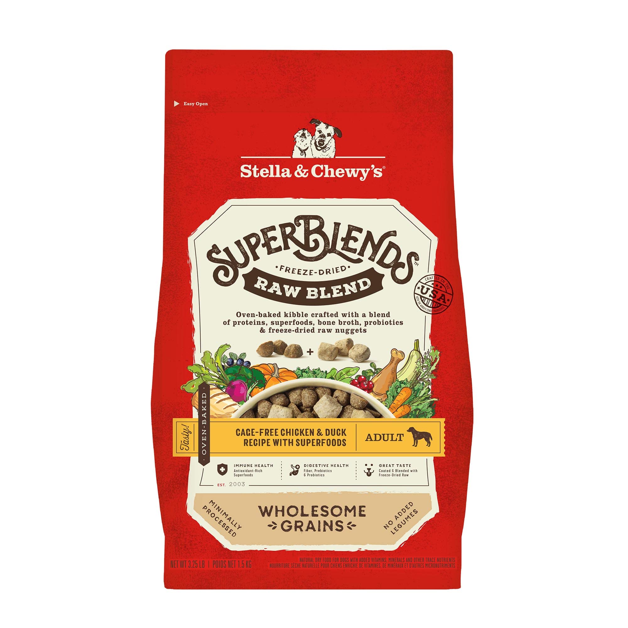 Bolsa de Stella & Chewy's SuperBlends de 3,25 lb para almacenamiento práctico