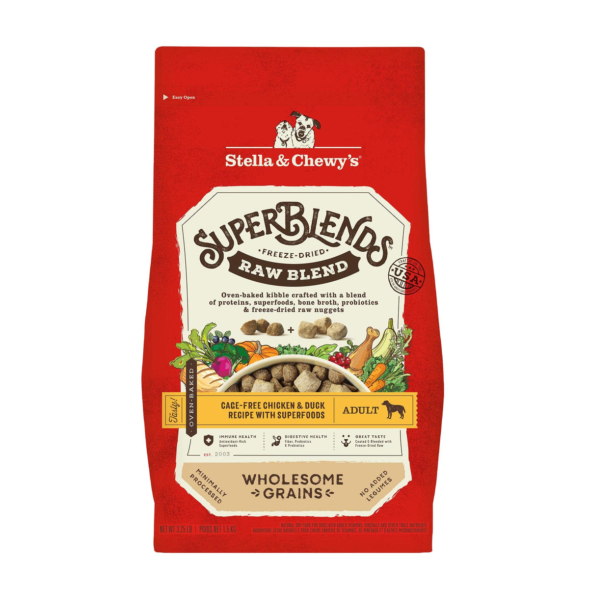 Bolsa de Stella & Chewy's SuperBlends de 3,25 lb para almacenamiento práctico