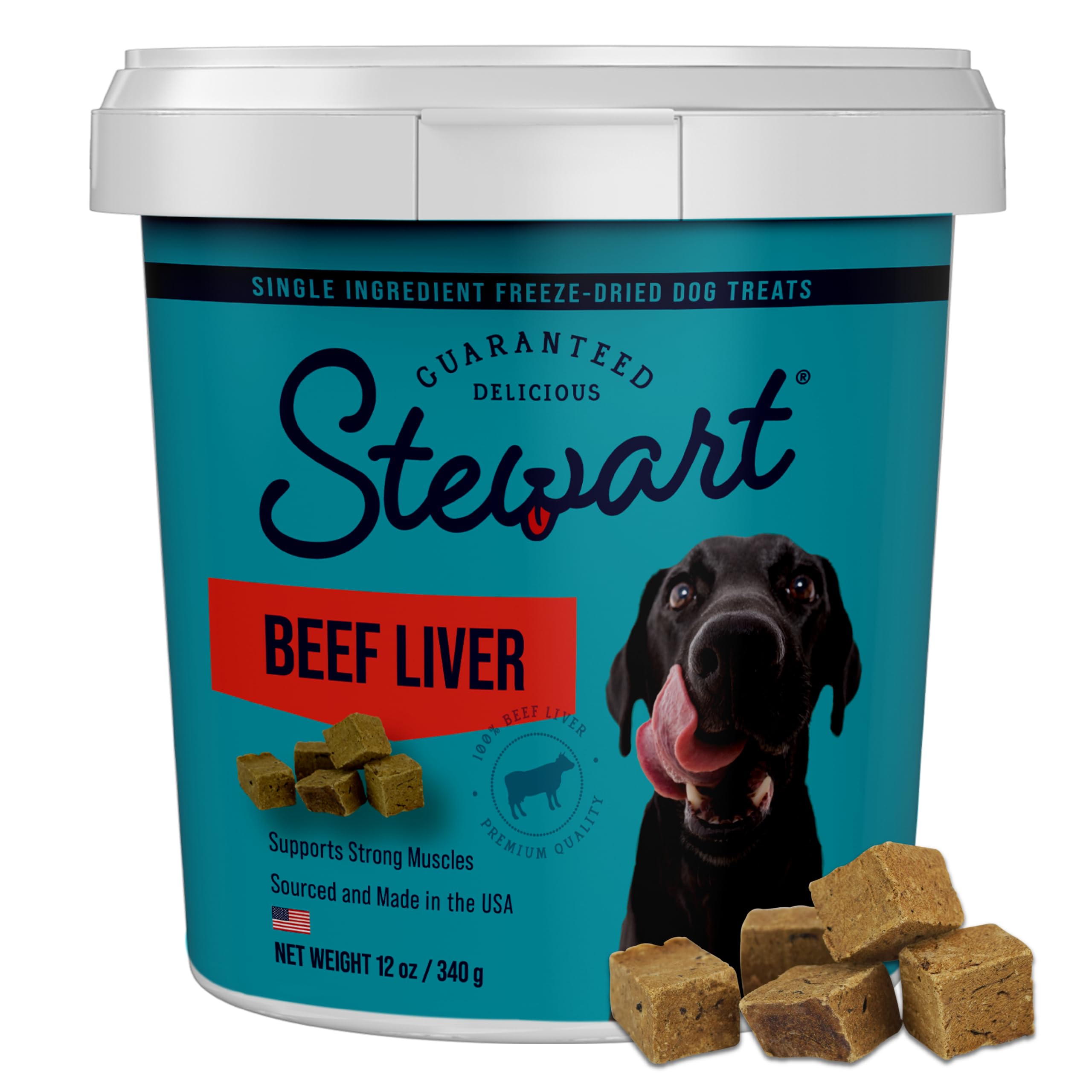 Stewart hígado de res liofilizado en tubo 12oz, ideal para entrenamiento.