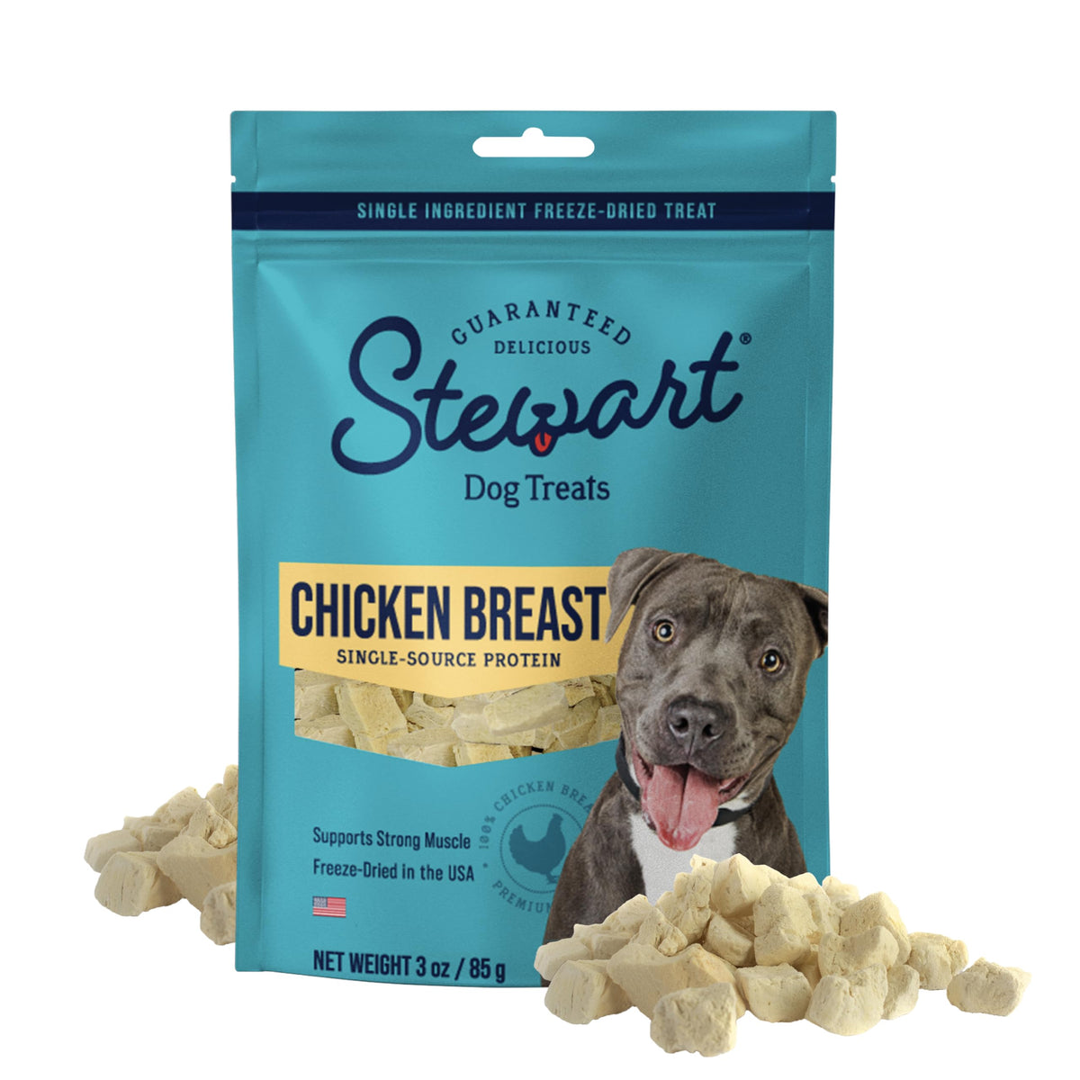 Stewart pechuga de pollo para perros en bolsa de 3 oz con cierre, lista para entrenar
