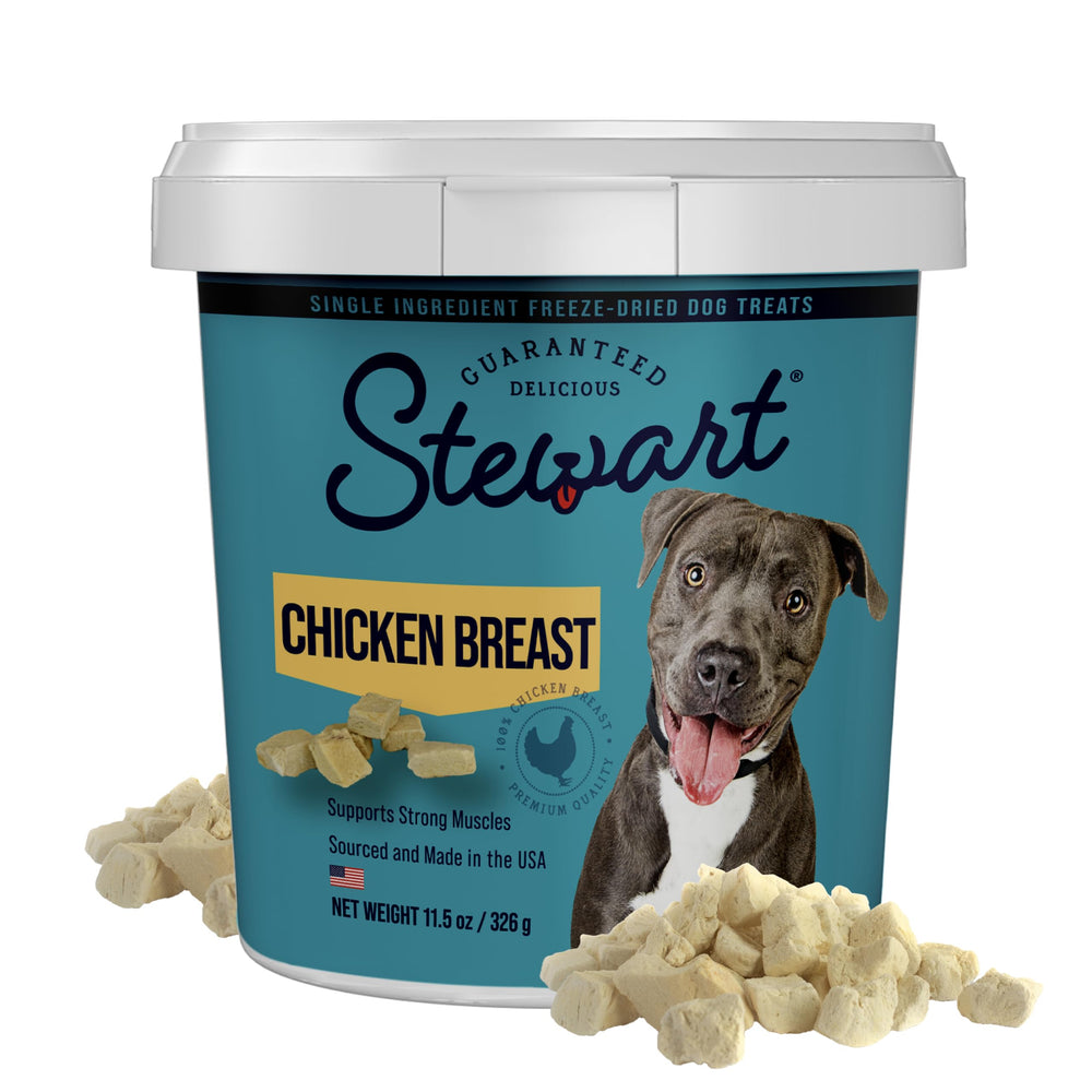 Stewart tubo 11,5 oz con bocados de pechuga de pollo, ideal para entrenamiento.