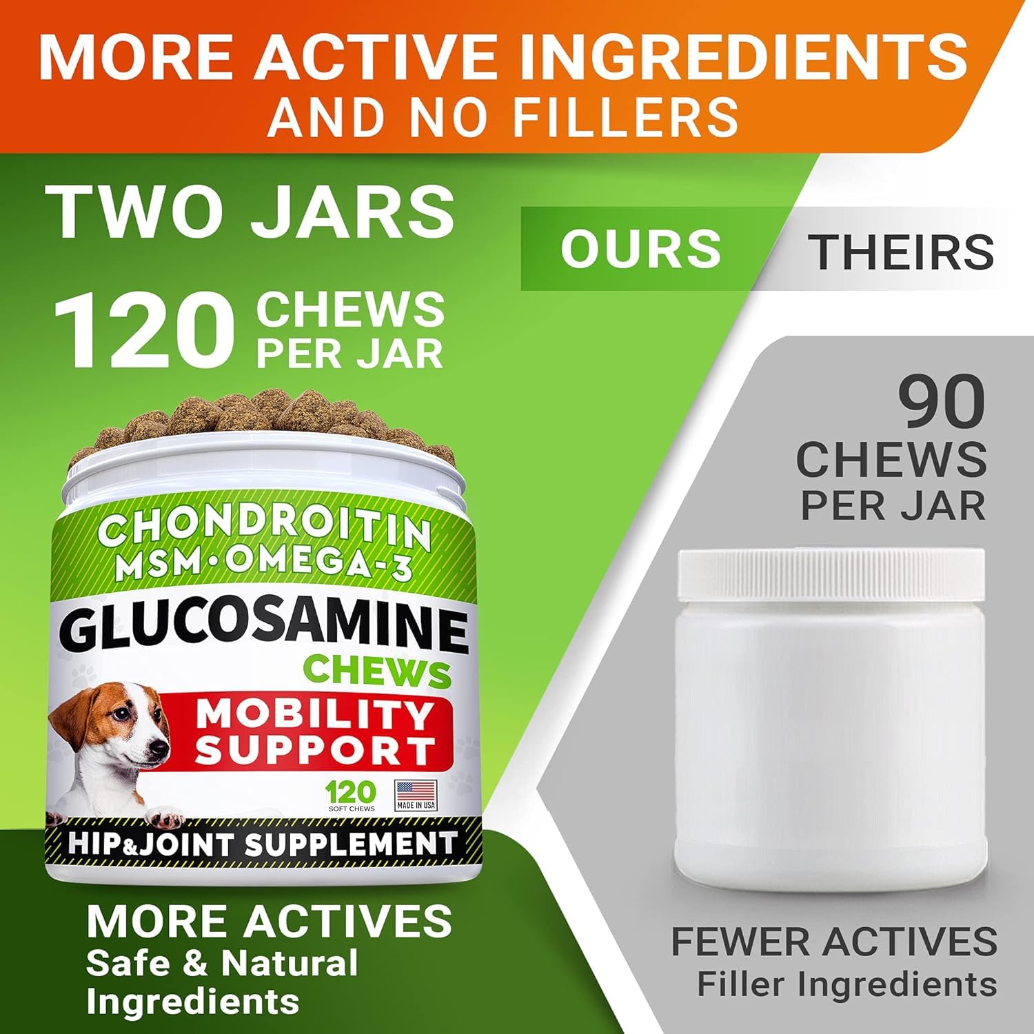 STRELLALAB glucosamina para perros grandes con chondroitina y MSM: cuidado de articulaciones
