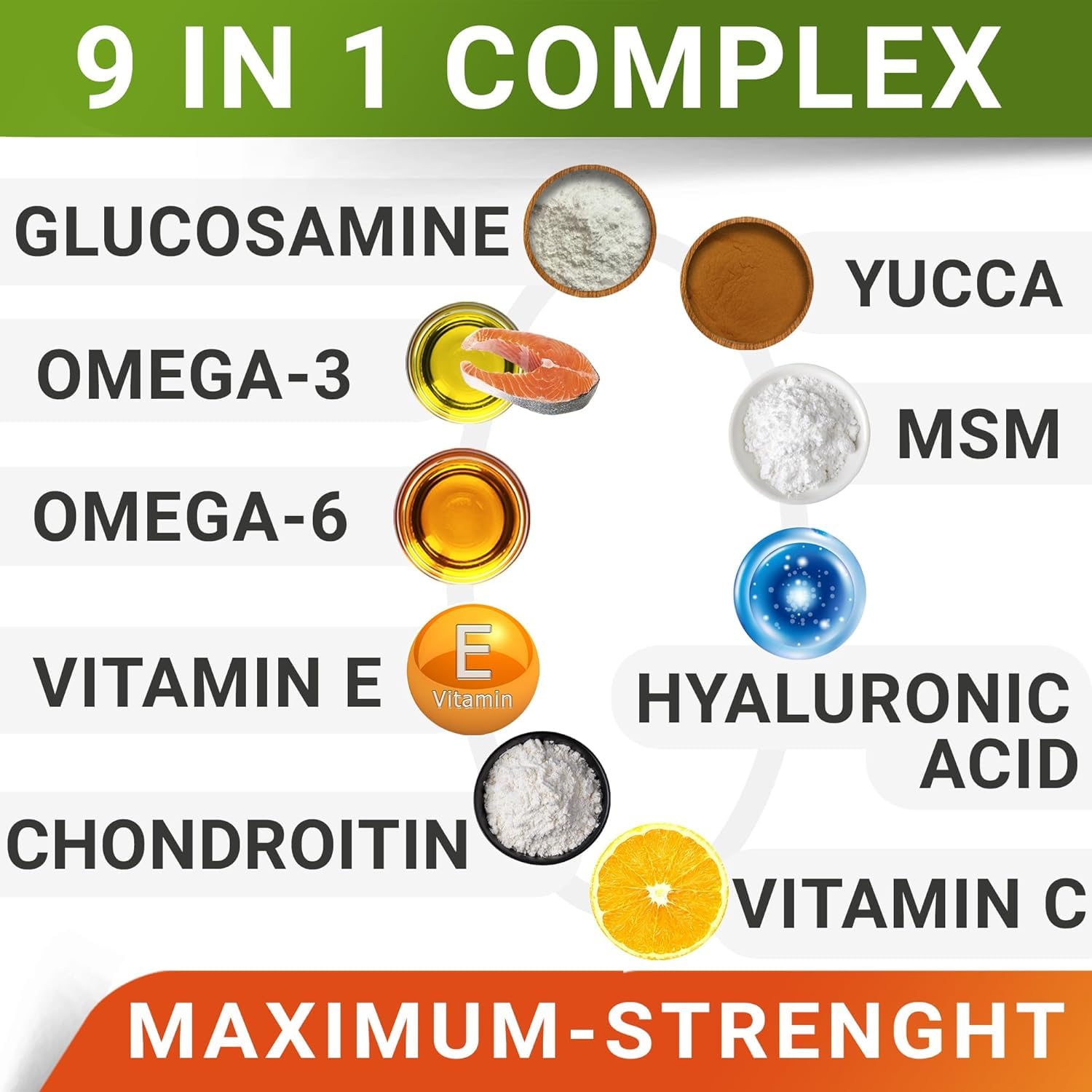 STRELLALAB con glucosamina, condroitina y MSM para soporte articular.