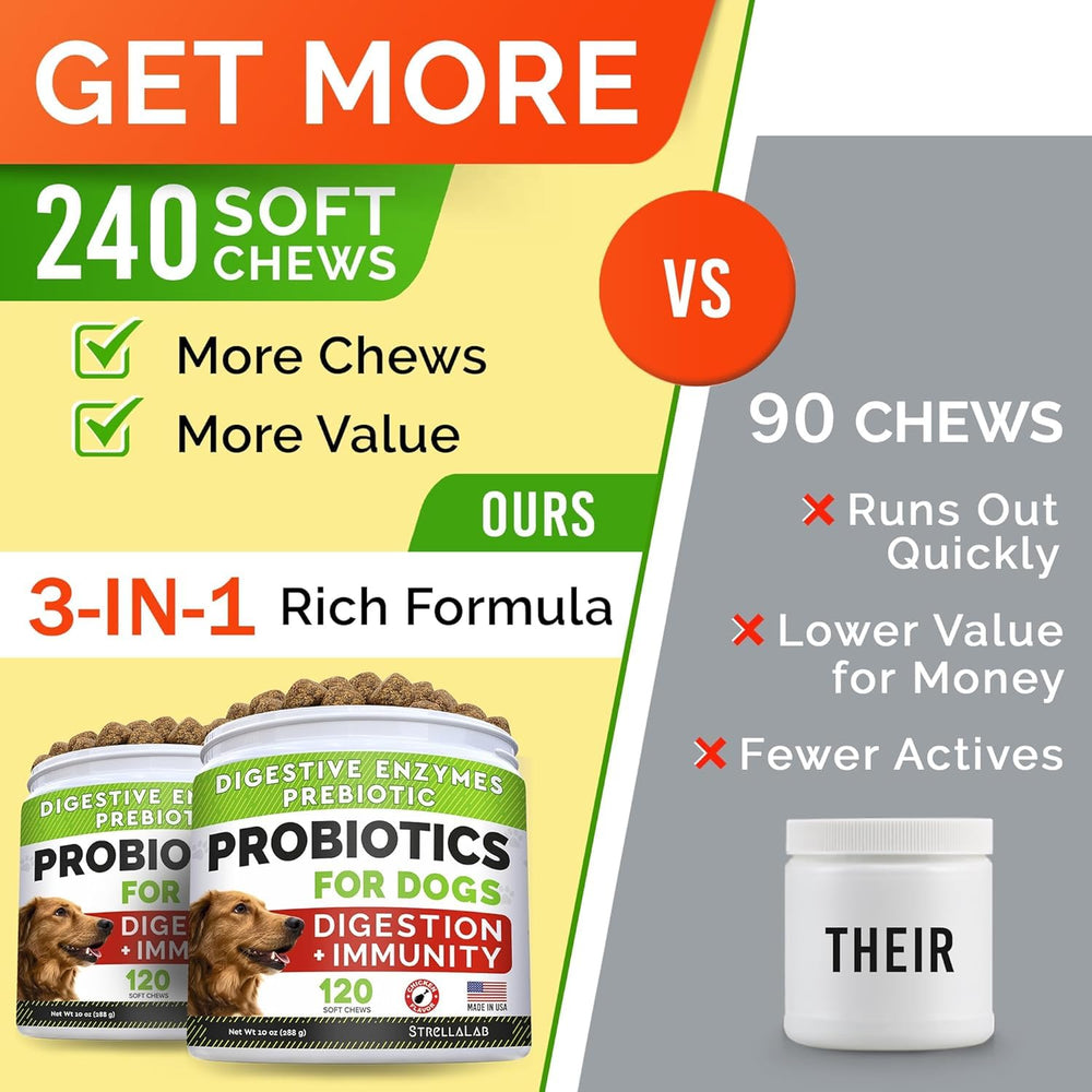 STRELLALAB probióticos para perros sabor pollo, masticables.