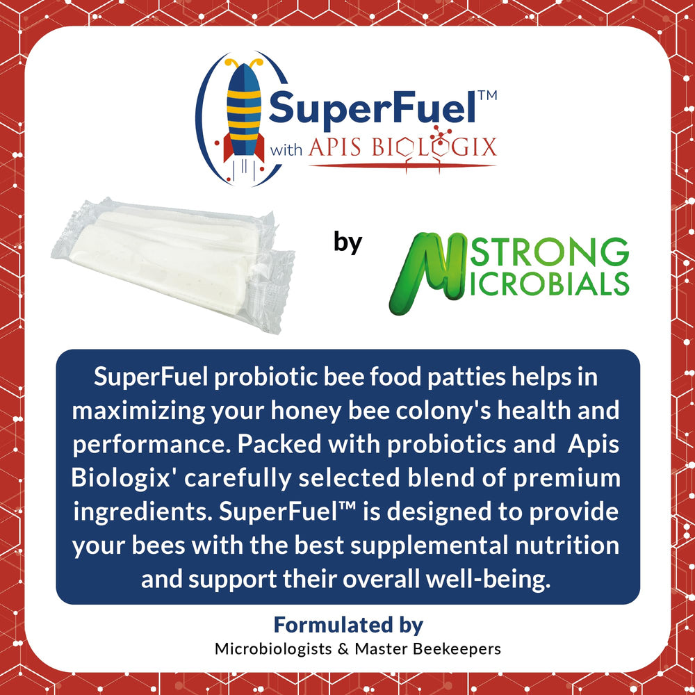 STRONG MICROBIALS SuperFuel: barras de alimento para abejas que facilitan energía sostenida.