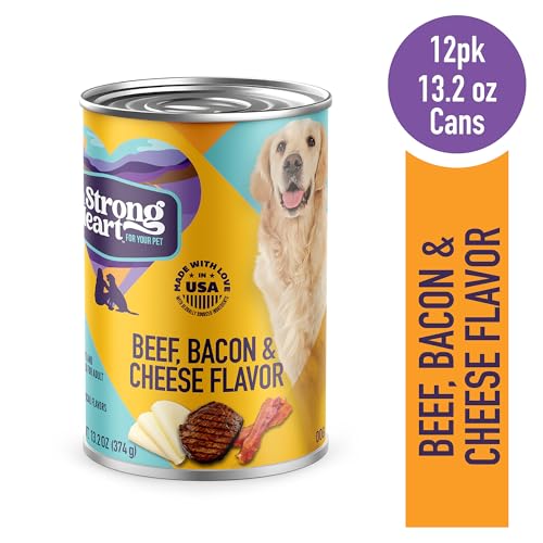 Strongheart empaque 12 latas: res tocino queso, opción conveniente para alimentar a diario