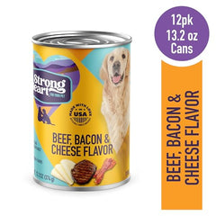 Strongheart empaque 12 latas: res tocino queso, opción conveniente para alimentar a diario