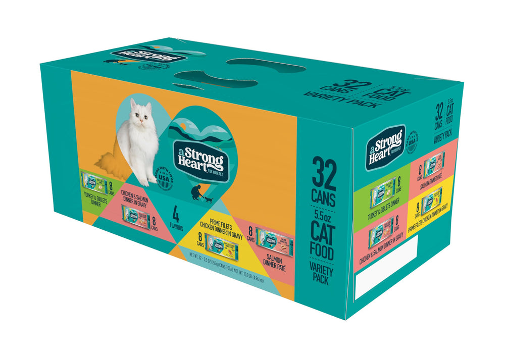 Pack Strongheart para gatos con variedad de cenas, 32 latas, opción para rotación de sabores